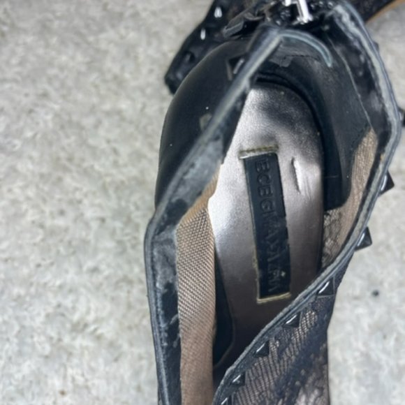 BCBG Maxazria Black Whim Lace Studded High Heel Booties Sz 6M - Picture 6 of 9